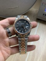 VS Factory Rolex Datejust 41mm Two-Tone Rose Gold Slate Black Fluted Motif Dial Jubilee Bracelet (126331) 1:1 Super Clone – DD3235 Movement - Image 2