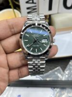VS Factory Rolex Datejust 41mm Green Fluted Motif Dial Smooth Bezel Jubilee Bracelet (126300) 1:1 Super Clone – DD3235 Movement - Image 2