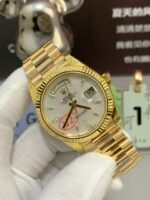VS Factory Rolex Day-Date 40 Yellow Gold White Baguette Diamond Dial (228238) V2 1:1 Super Clone – DD3255 Movement - Image 4