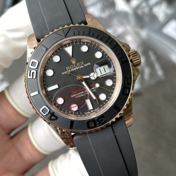 VS Factory Rolex Yacht-Master 40mm V2 Rose Gold Black Dial Ceramic Bezel Oysterflex Strap (126655) Weighted Edition – DD3235 Movement