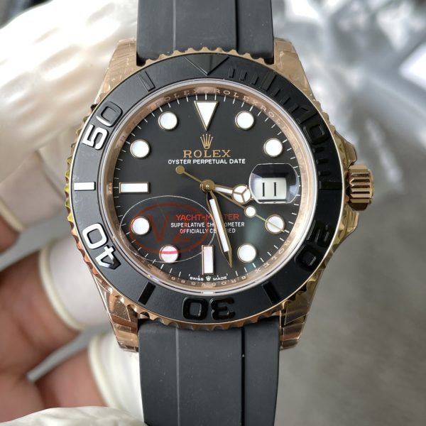 VS Factory Rolex Yacht-Master 40mm V2 Rose Gold Black Dial Ceramic Bezel Oysterflex Strap (126655) Weighted Edition – DD3235 Movement