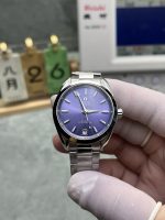 VSF Omega Aqua Terra 34mm purple dial front view